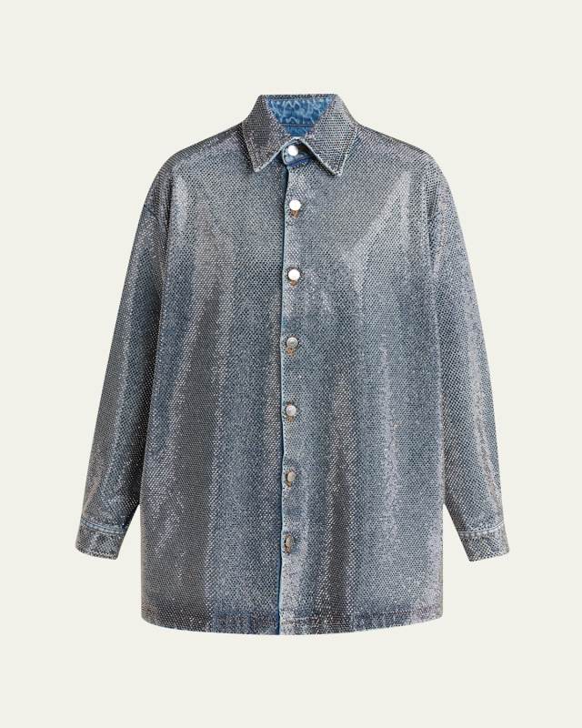 Crystal Hotfix Denim Overshirt